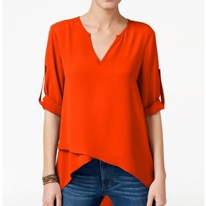 Karen Kane Asymmetrical Blue Chiffon Blouse